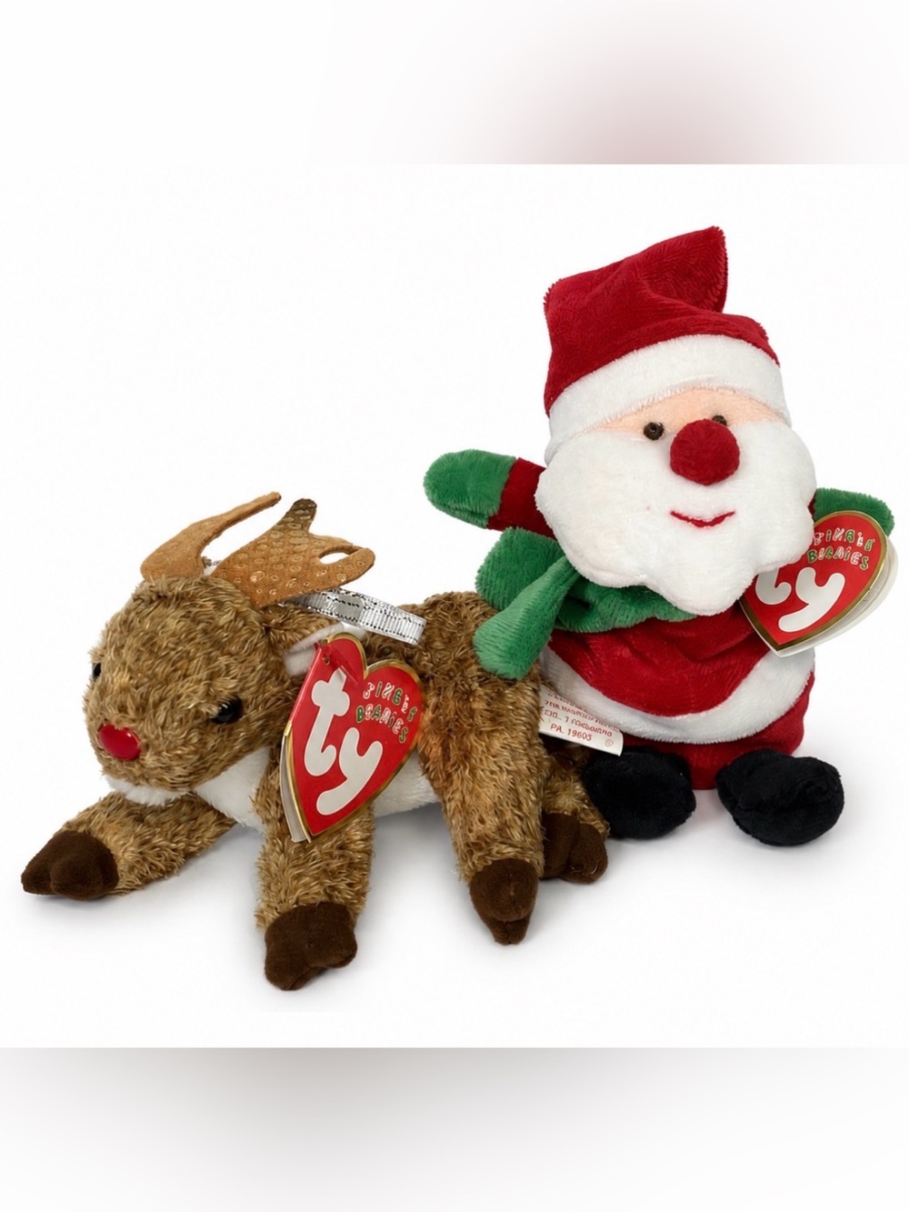 NEW TY Teenie Jingle Beanies‎ Santa Kringle & Reindeer Roxie